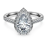 Eternity halo solitaire ring, Lab-grown diamonds 1.3 ct tw, Pear shape, 14K white gold by SWAROVSKI