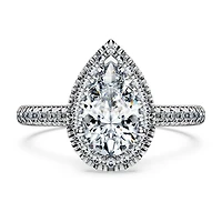 Eternity halo solitaire ring, Lab-grown diamonds 1.3 ct tw, Pear shape, 14K white gold by SWAROVSKI