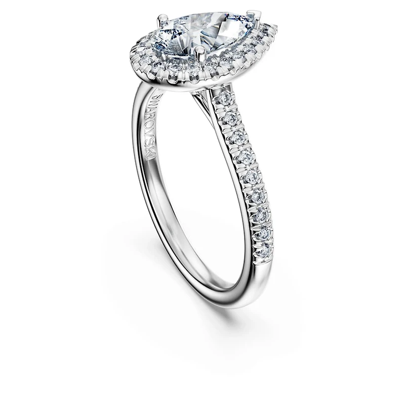 Eternity halo solitaire ring, Lab-grown diamonds 1.3 ct tw, Pear shape, 14K white gold by SWAROVSKI