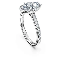 Eternity halo solitaire ring, Lab-grown diamonds 1.3 ct tw, Pear shape, 14K white gold by SWAROVSKI