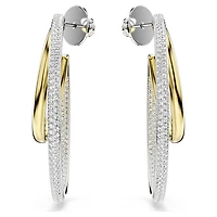 Hyperbola hoop earrings, Round cut, Medium, White, Mixed metal finish by SWAROVSKI
