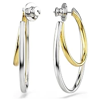 Hyperbola hoop earrings, Round cut, Medium, White, Mixed metal finish by SWAROVSKI