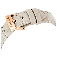 Matrix tennis chrono watch, Swiss Made, Leather strap, Beige, Rose gold-tone finish by SWAROVSKI