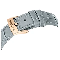 Matrix tennis chrono watch, Swiss Made, Leather strap, Gray, Champagne gold-tone finish by SWAROVSKI