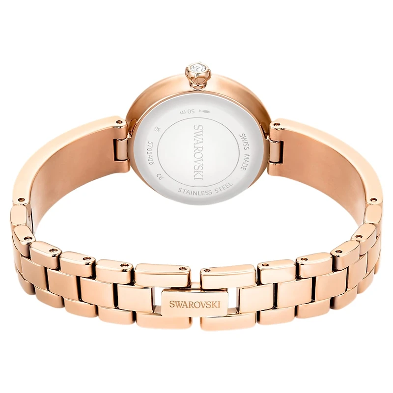 Matrix pearl bangle bangle watch, Swiss Made, Crystal bracelet, Rose gold-tone finish by SWAROVSKI