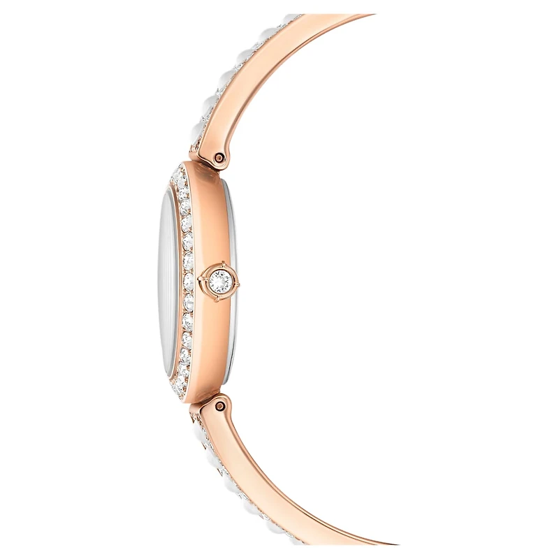 Matrix pearl bangle bangle watch, Swiss Made, Crystal bracelet, White, Rose gold-tone finish by SWAROVSKI