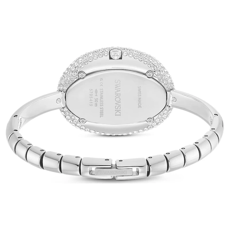 Imber bangle watch, Swiss Made, Metal bracelet, Silver tone, Stainless steel by SWAROVSKI