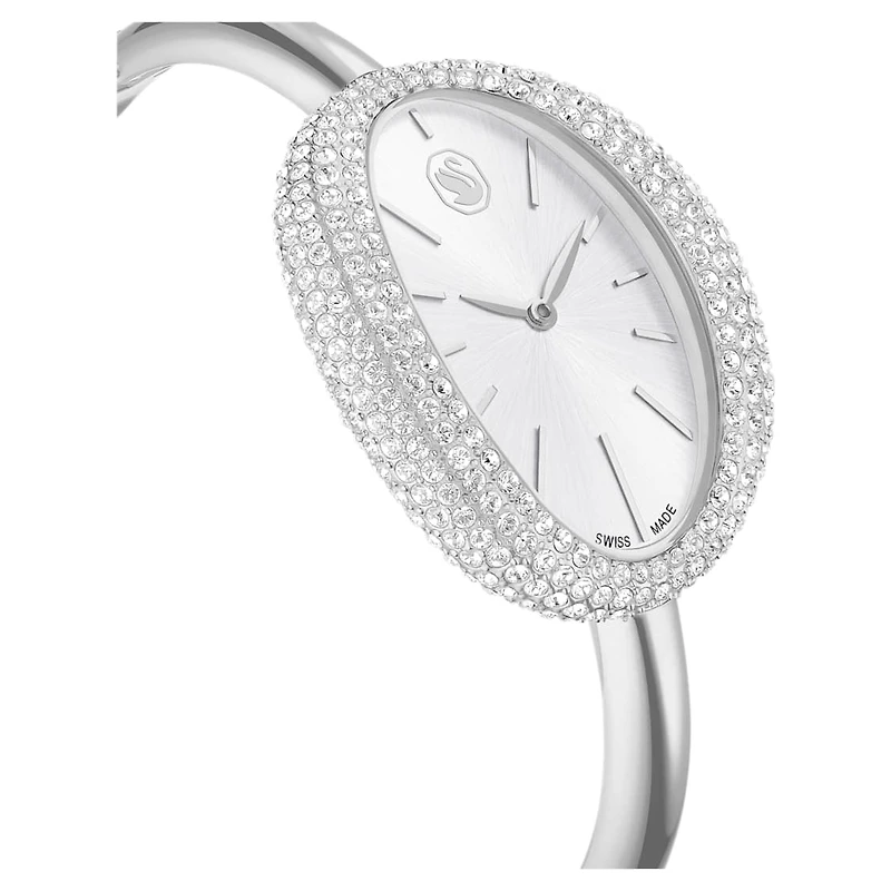 Imber bangle watch, Swiss Made, Metal bracelet, Silver Tone, Stainless steel by SWAROVSKI