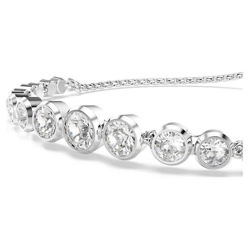 Imber bracelet, Mixed round cuts, White, Rhodium plated by SWAROVSKI