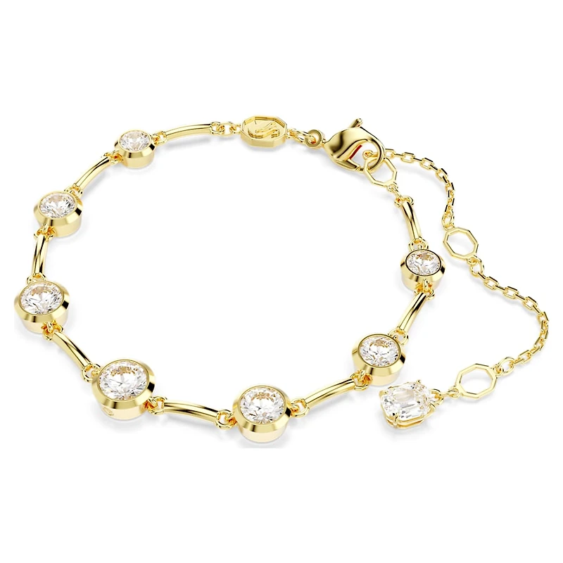 Imber bracelet, Mixed round cuts, White, Gold-tone plated by SWAROVSKI