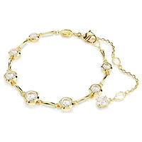 Imber bracelet, Mixed round cuts, White, Gold-tone plated by SWAROVSKI