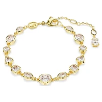 Imber bracelet, Mixed cuts, White, Gold-tone plated by SWAROVSKI