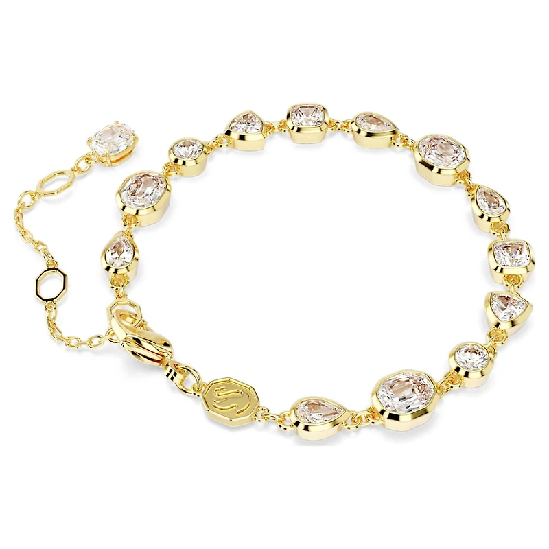 Imber bracelet, Mixed cuts, White, Gold-tone plated by SWAROVSKI