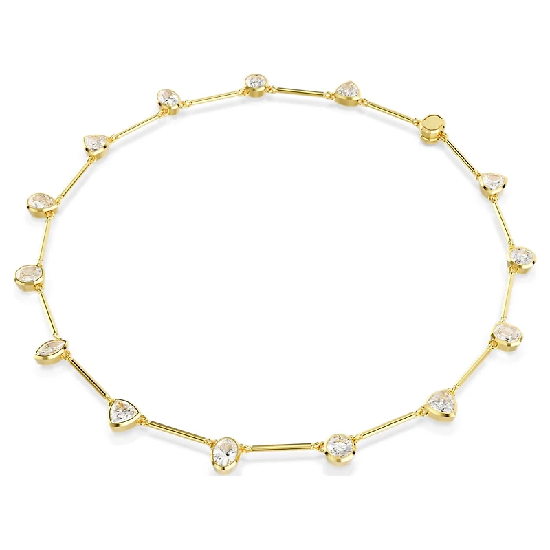 Imber necklace, Magnetic closure, Mixed cuts, White, Gold-tone plated by SWAROVSKI