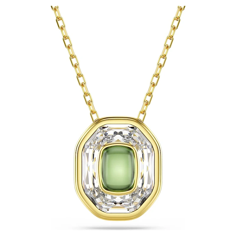 Chroma pendant, Octagon cut, Green, Gold-tone plated by SWAROVSKI