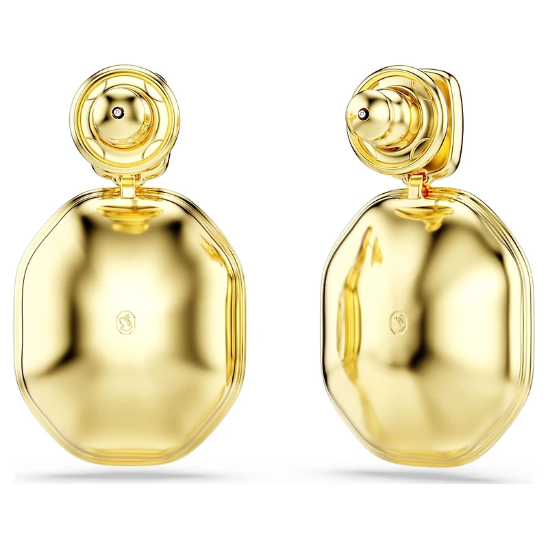 Chroma drop earrings, Asymmetrical design, Octagon cut, Multicoloured, Gold-tone plated by SWAROVSKI
