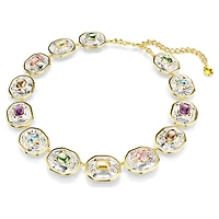 Chroma Tennis necklace, Octagon cut, Multicolored, Gold-tone plated by SWAROVSKI