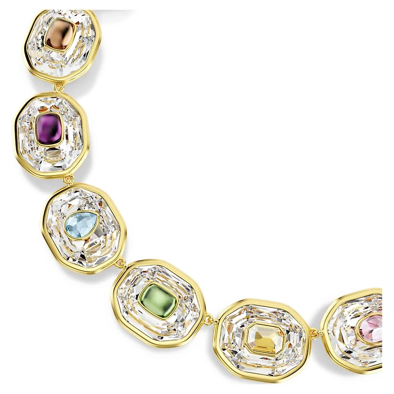 Chroma Tennis necklace, Octagon cut, Multicoloured, Gold-tone plated by SWAROVSKI
