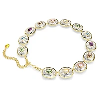 Chroma Tennis necklace, Octagon cut, Multicolored, Gold-tone plated by SWAROVSKI