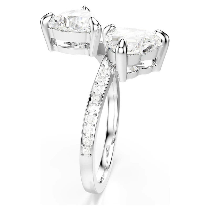 Mesmera open ring, Heart cut, Pavé, White, Rhodium plated by SWAROVSKI
