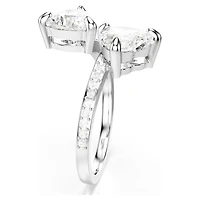 Mesmera open ring, Heart cut, Pavé, White, Rhodium plated by SWAROVSKI