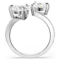 Mesmera open ring, Heart cut, Pavé, White, Rhodium plated by SWAROVSKI