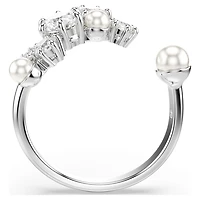 Constella open ring, Crystal pearl, Round cuts, White, Rhodium plated by SWAROVSKI