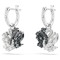 Swan drop earrings, Swan, Black, Mixed metal finish by SWAROVSKI