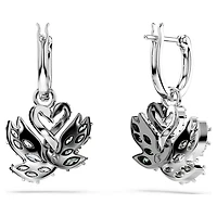 Swan drop earrings, Swan, Black, Mixed metal finish by SWAROVSKI