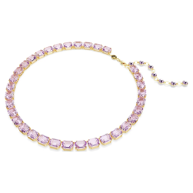Millenia necklace, Octagon cut, Purple, Gold-tone plated by SWAROVSKI