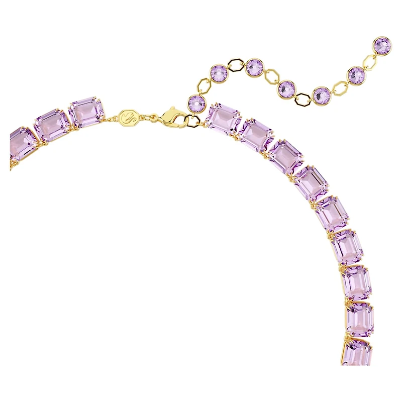 Millenia necklace, Octagon cut, Purple, Gold-tone plated by SWAROVSKI