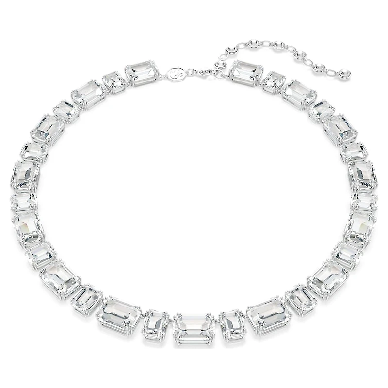 Millenia necklace, Octagon cut, White, Rhodium plated by SWAROVSKI