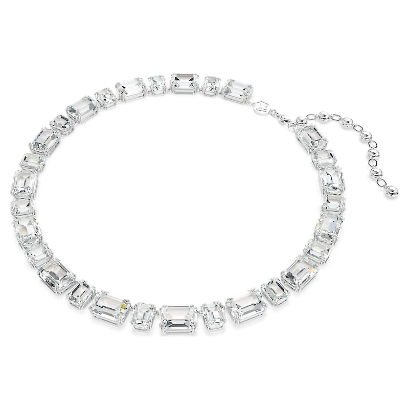 Millenia necklace, Octagon cut, White, Rhodium plated by SWAROVSKI