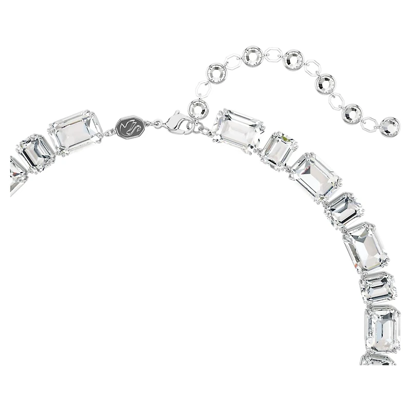 Millenia necklace, Octagon cut, White, Rhodium plated by SWAROVSKI
