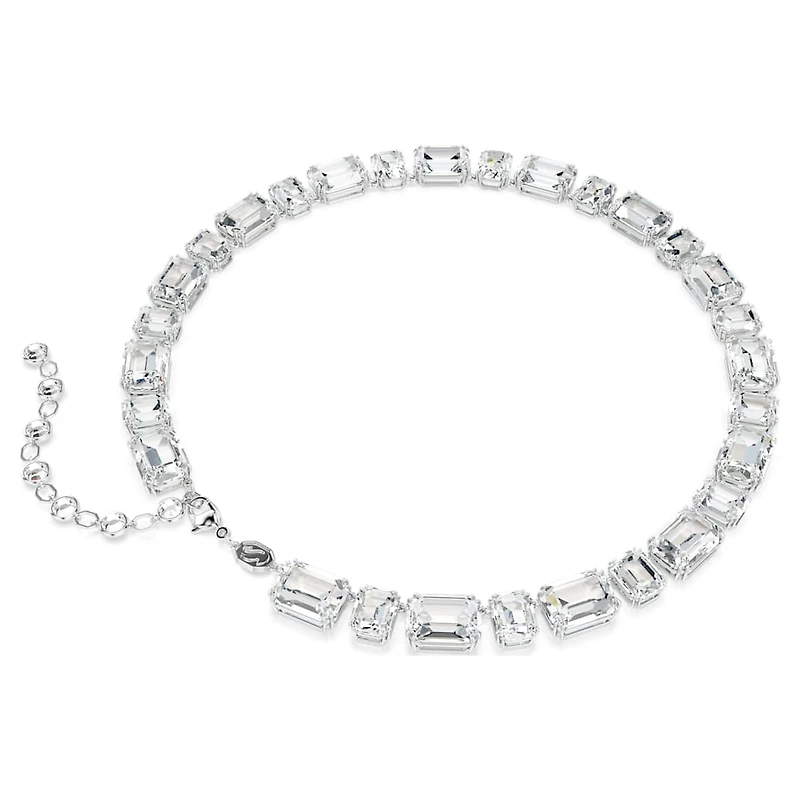 Millenia necklace, Octagon cut, White, Rhodium plated by SWAROVSKI