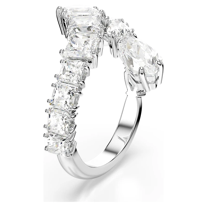 Matrix ring, Mixed cuts, White, Rhodium plated by SWAROVSKI