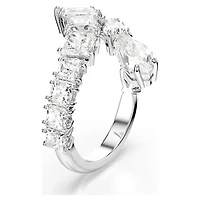 Matrix ring, Mixed cuts, White, Rhodium plated by SWAROVSKI