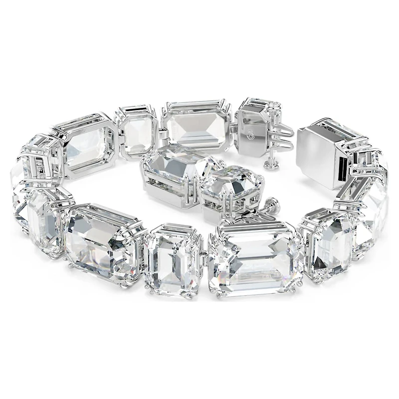 Millenia bracelet, Octagon cut, White, Rhodium plated by SWAROVSKI