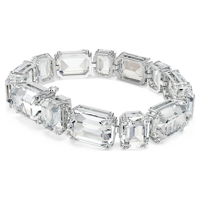 Millenia bracelet, Octagon cut, White, Rhodium plated by SWAROVSKI