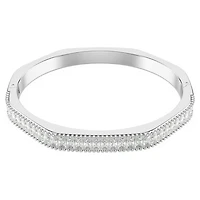 Matrix bangle, Baguette cut, Octagon shape, White, Rhodium plated by SWAROVSKI