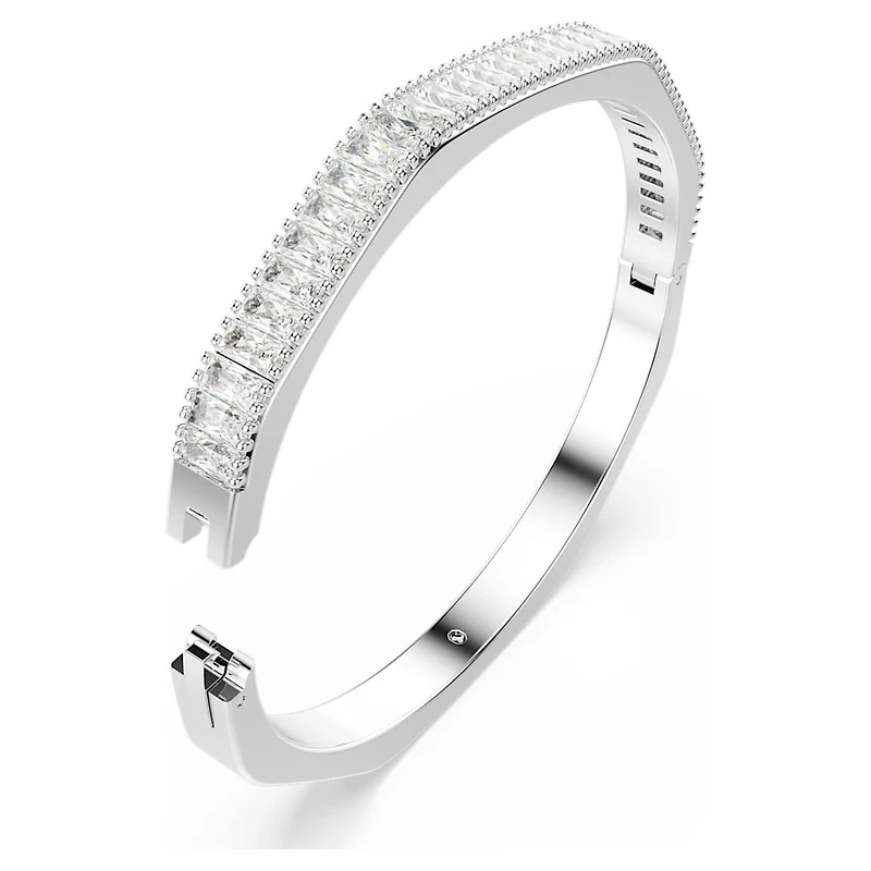 Matrix bangle, Baguette cut, Octagon shape, White, Rhodium plated by SWAROVSKI