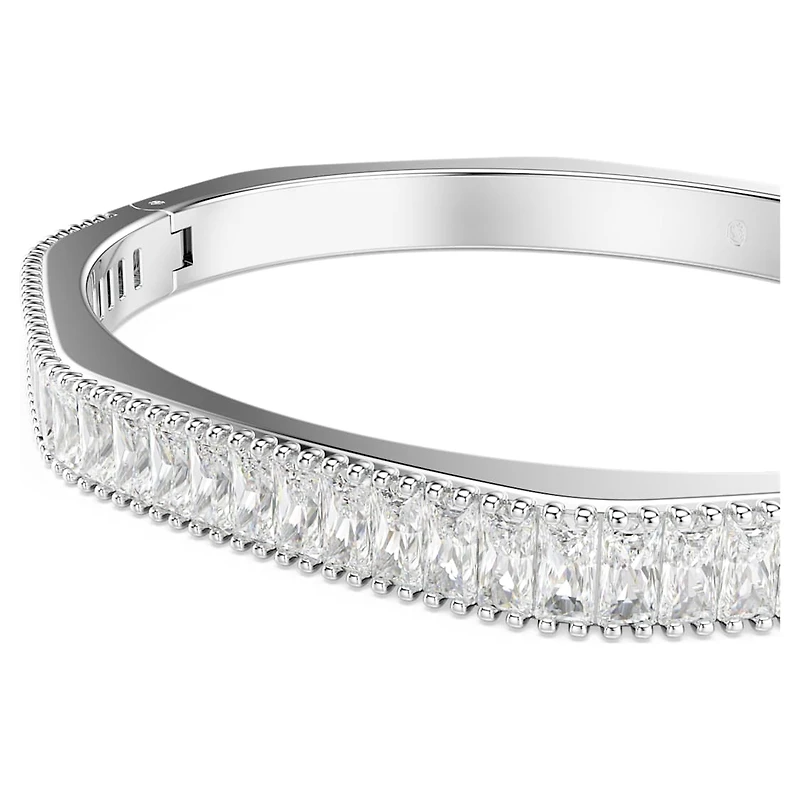 Matrix bangle, Baguette cut, Octagon shape, White, Rhodium plated by SWAROVSKI