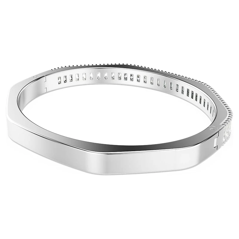 Matrix bangle, Baguette cut, Octagon shape, White, Rhodium plated by SWAROVSKI