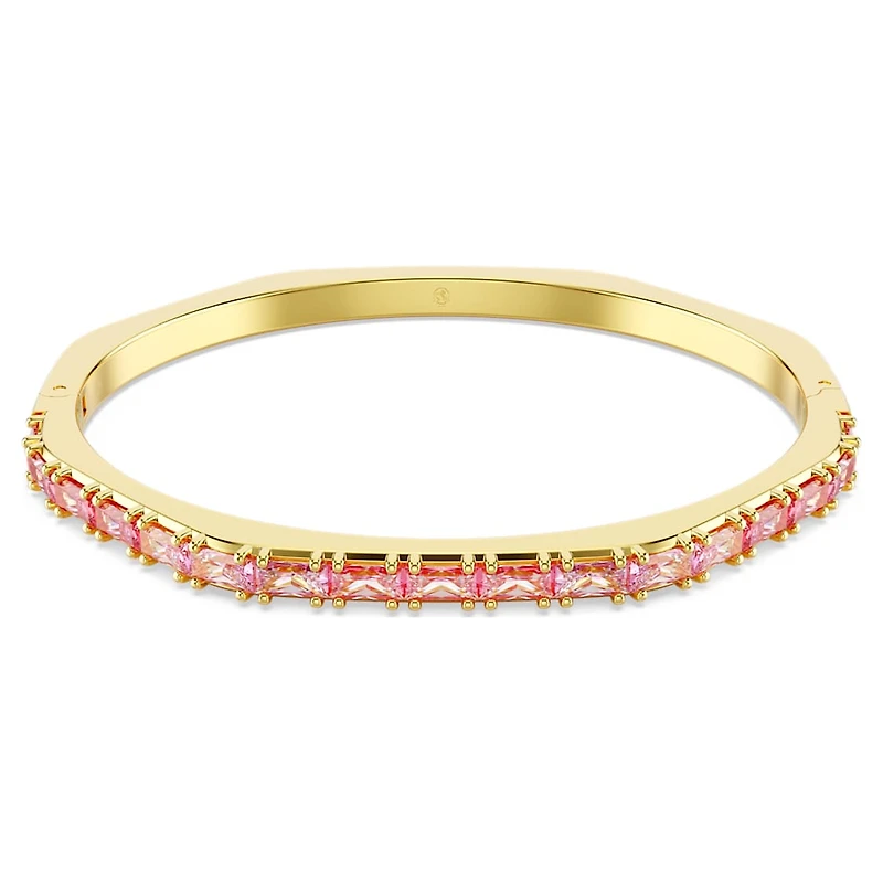 Matrix bangle, Baguette cut, Octagon shape, Pink, Gold-tone plated by SWAROVSKI