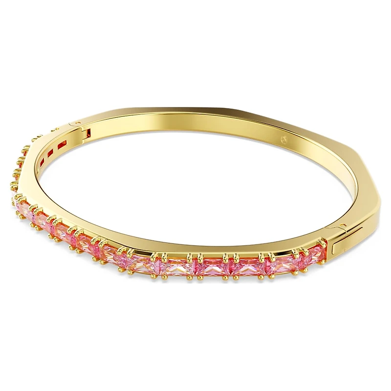 Matrix bangle, Baguette cut, Octagon shape, Pink, Gold-tone plated by SWAROVSKI