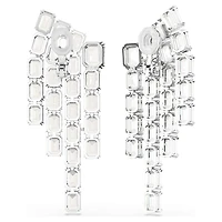 Millenia clip earrings, Octagon cut, Chandelier, White, Rhodium plated by SWAROVSKI