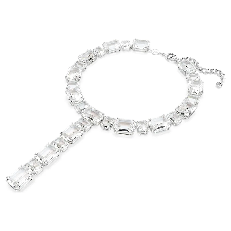 Millenia necklace, Mixed cuts, White, Rhodium plated by SWAROVSKI