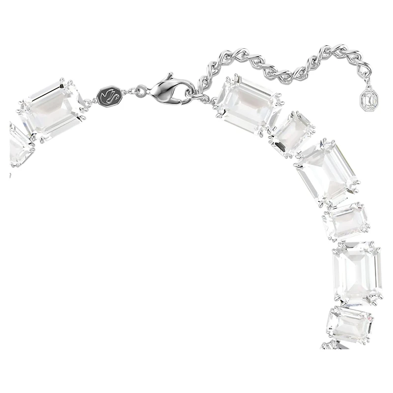 Millenia necklace, Mixed cuts, White, Rhodium plated by SWAROVSKI