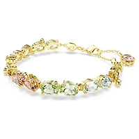 Gema Tennis bracelet, Mixed cuts, Multicoloured, Gold-tone plated by SWAROVSKI