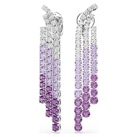 Matrix clip earrings, Colour gradient, Round cuts, Purple, Rhodium plated by SWAROVSKI